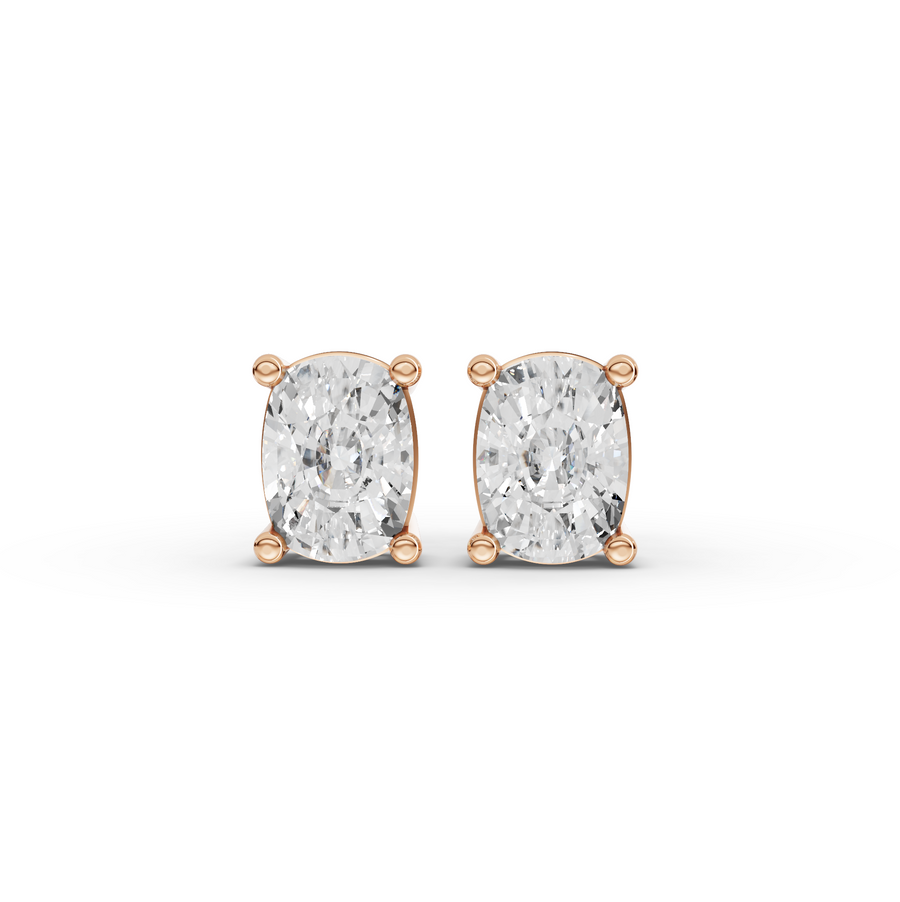 1.50 Ct Each Cushion Four-Prong Lab Diamond Stud