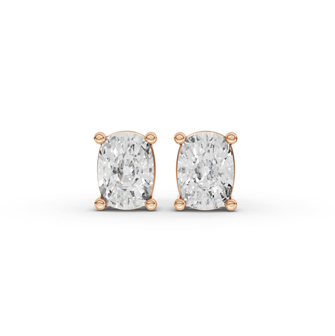1.50 Ct Each Cushion Four-Prong Lab Diamond Stud