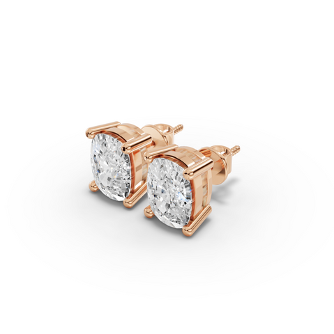 1.50 Ct Each Cushion Four-Prong Lab Diamond Stud