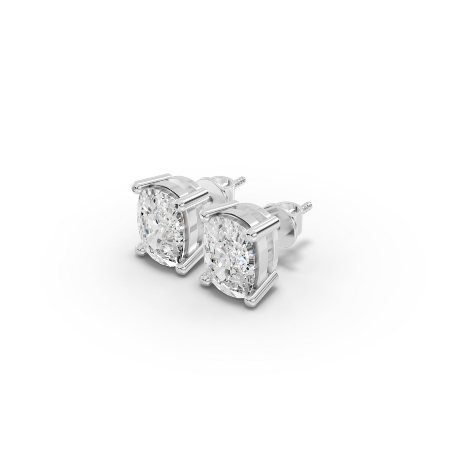 1.50 Ct Each Cushion Four-Prong Lab Diamond Stud