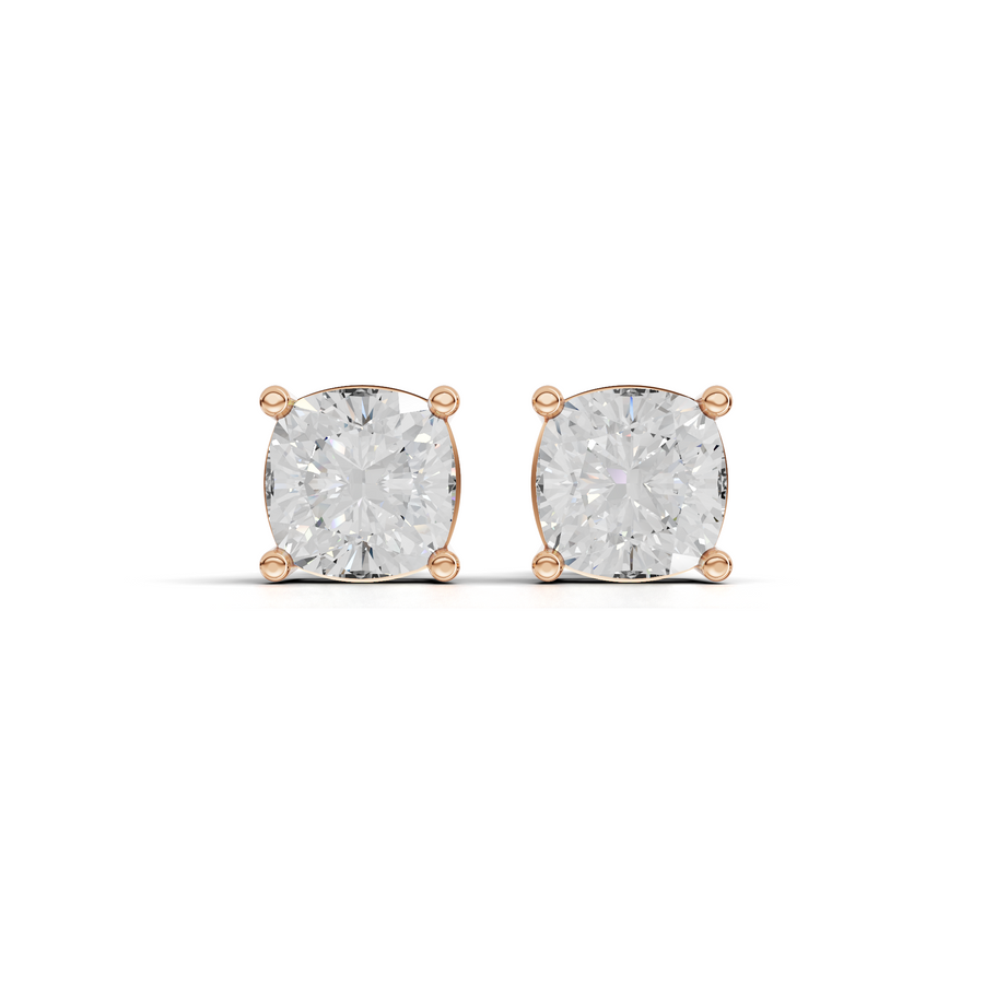 1.50 Ct Each Cushion Cut Four-Prong Lab Diamond Stud