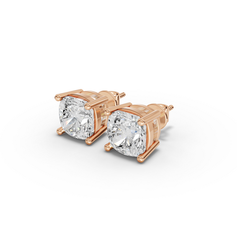 1.50 Ct Each Cushion Cut Four-Prong Lab Diamond Stud
