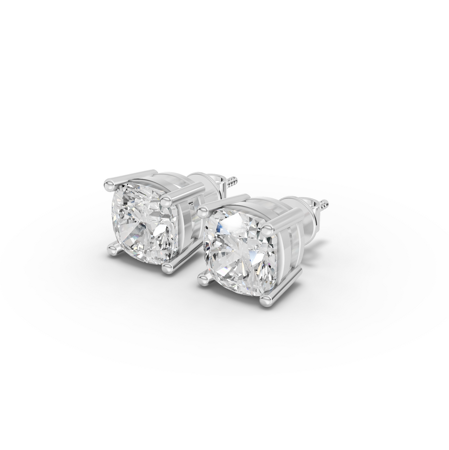1.50 Ct Each Cushion Cut Four-Prong Lab Diamond Stud