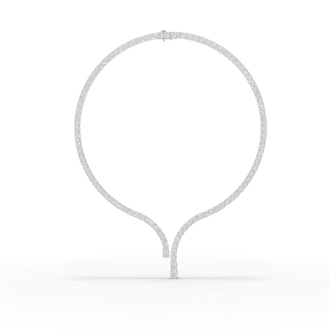 32.20 Ct Round Lab Diamond Y-Drop Tennis Necklace