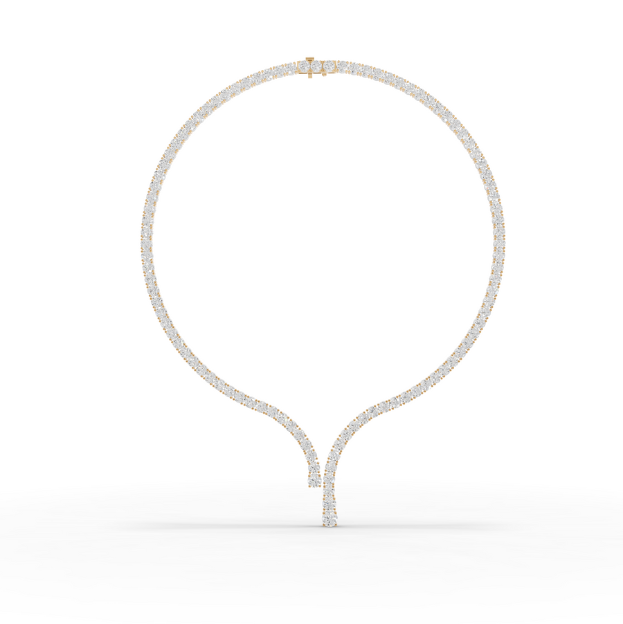 32.20 Ct Round Lab Diamond Y-Drop Tennis Necklace