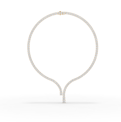 32.20 Ct Round Lab Diamond Y-Drop Tennis Necklace