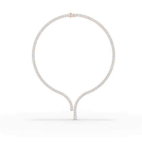 32.20 Ct Round Lab Diamond Y-Drop Tennis Necklace