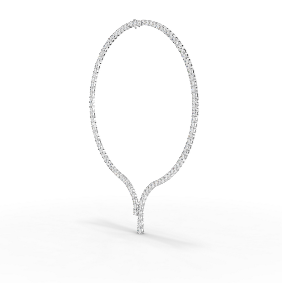 32.20 Ct Round Lab Diamond Y-Drop Tennis Necklace