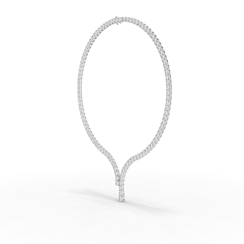 32.20 Ct Round Lab Diamond Y-Drop Tennis Necklace