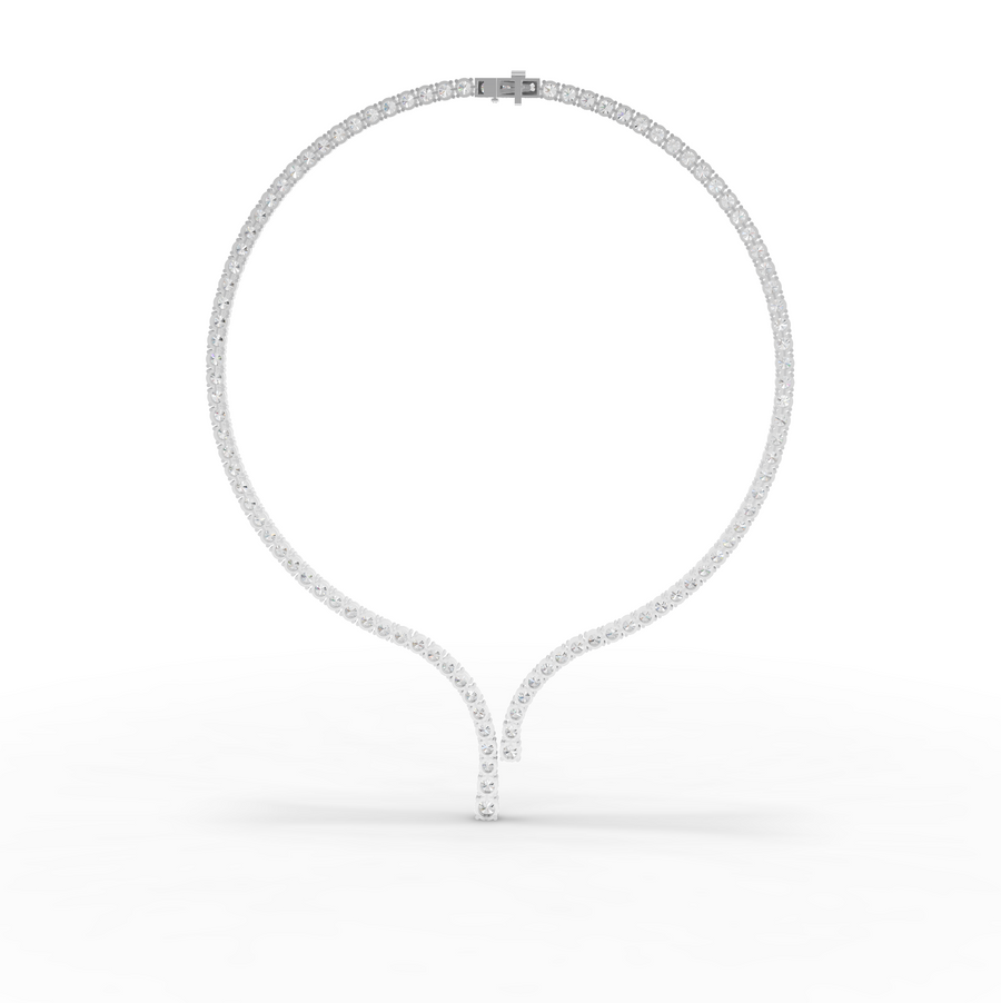 32.20 Ct Round Lab Diamond Y-Drop Tennis Necklace