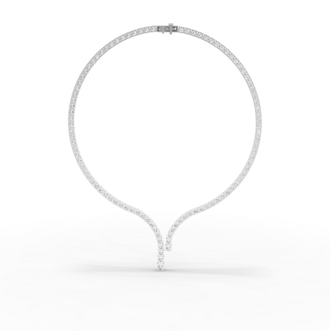 32.20 Ct Round Lab Diamond Y-Drop Tennis Necklace