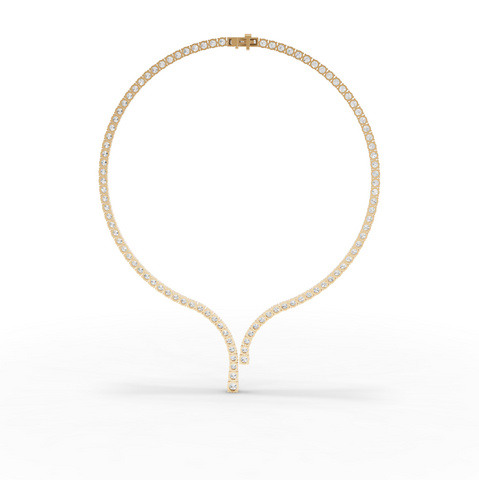 32.20 Ct Round Lab Diamond Y-Drop Tennis Necklace