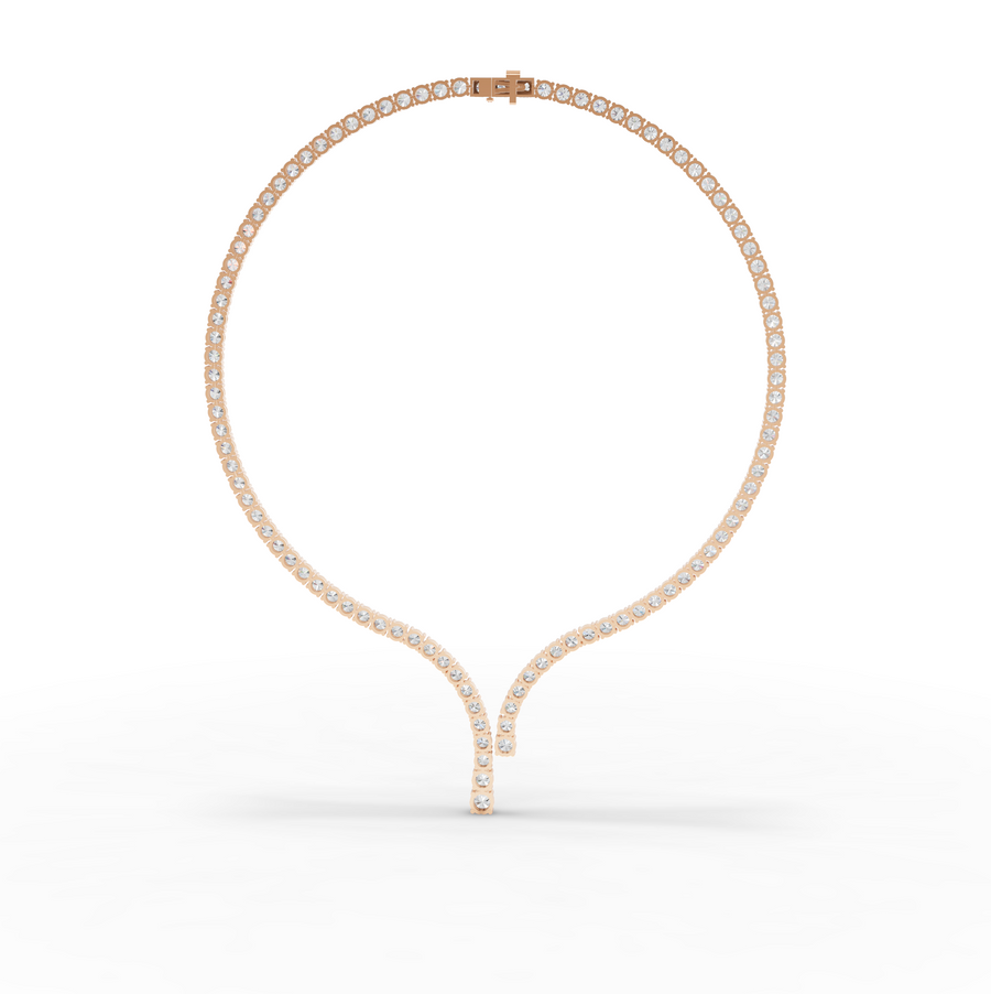 32.20 Ct Round Lab Diamond Y-Drop Tennis Necklace