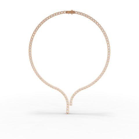 32.20 Ct Round Lab Diamond Y-Drop Tennis Necklace