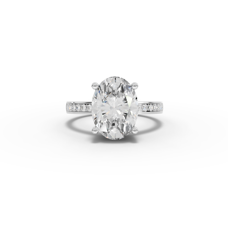 4.14 Ct Oval Lab Diamond Pavé Solitaire Ring