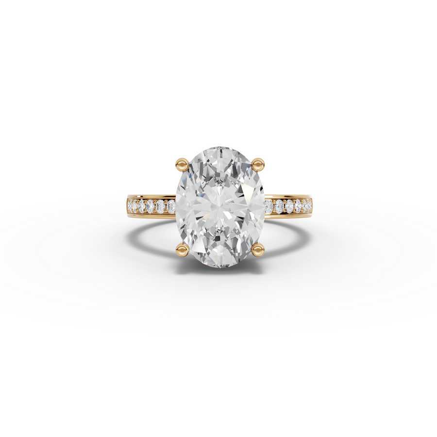 4.14 Ct Oval Lab Diamond Pavé Solitaire Ring
