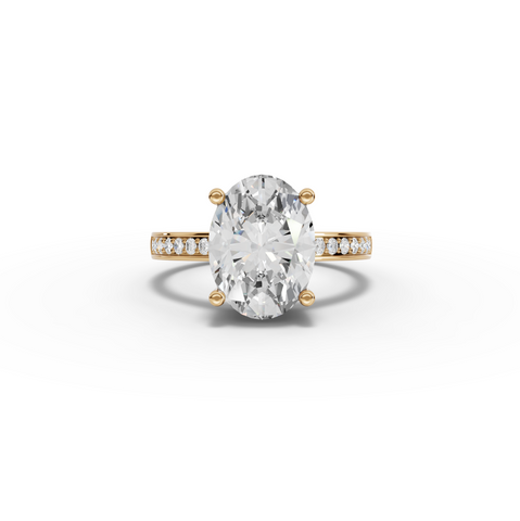 4.14 Ct Oval Lab Diamond Pavé Solitaire Ring