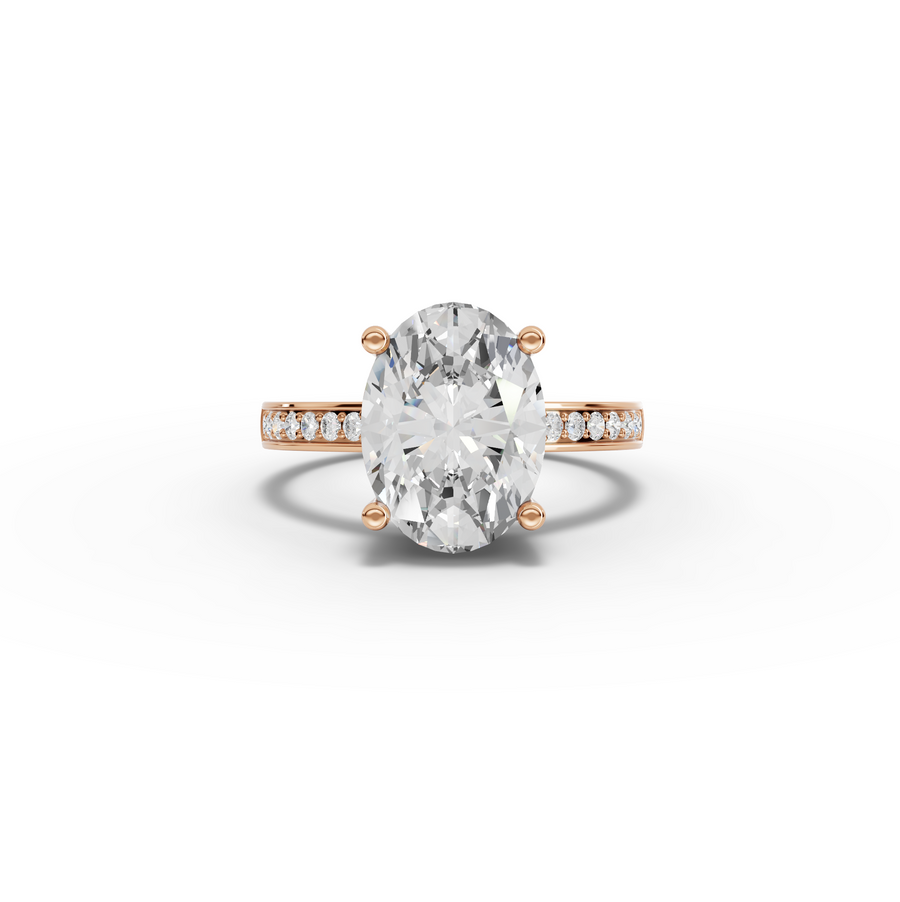 4.14 Ct Oval Lab Diamond Pavé Solitaire Ring