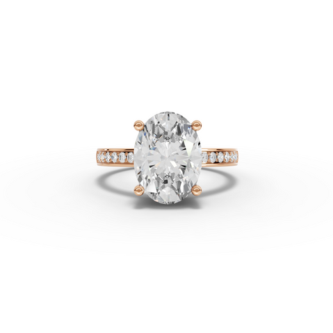 4.14 Ct Oval Lab Diamond Pavé Solitaire Ring