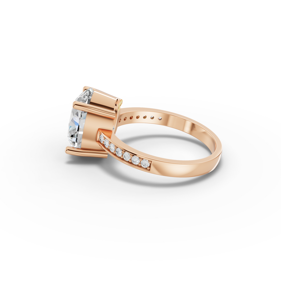 4.14 Ct Oval Lab Diamond Pavé Solitaire Ring