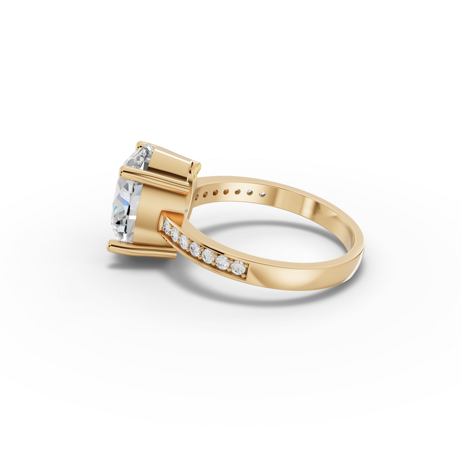 4.14 Ct Oval Lab Diamond Pavé Solitaire Ring