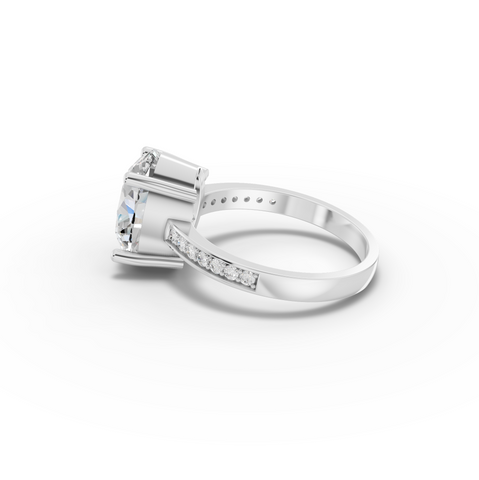 4.14 Ct Oval Lab Diamond Pavé Solitaire Ring