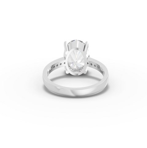 4.14 Ct Oval Lab Diamond Pavé Solitaire Ring
