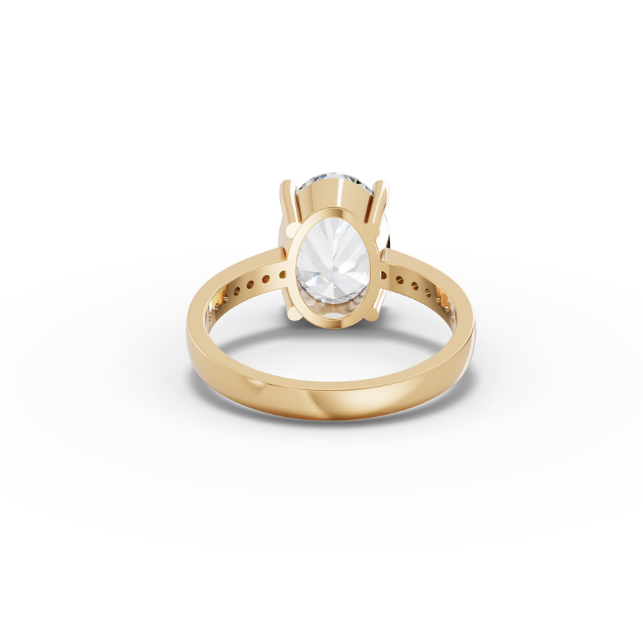 4.14 Ct Oval Lab Diamond Pavé Solitaire Ring