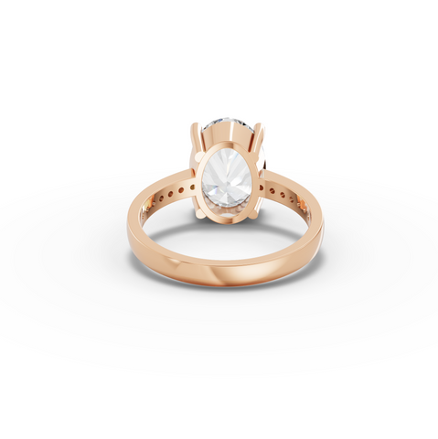 4.14 Ct Oval Lab Diamond Pavé Solitaire Ring