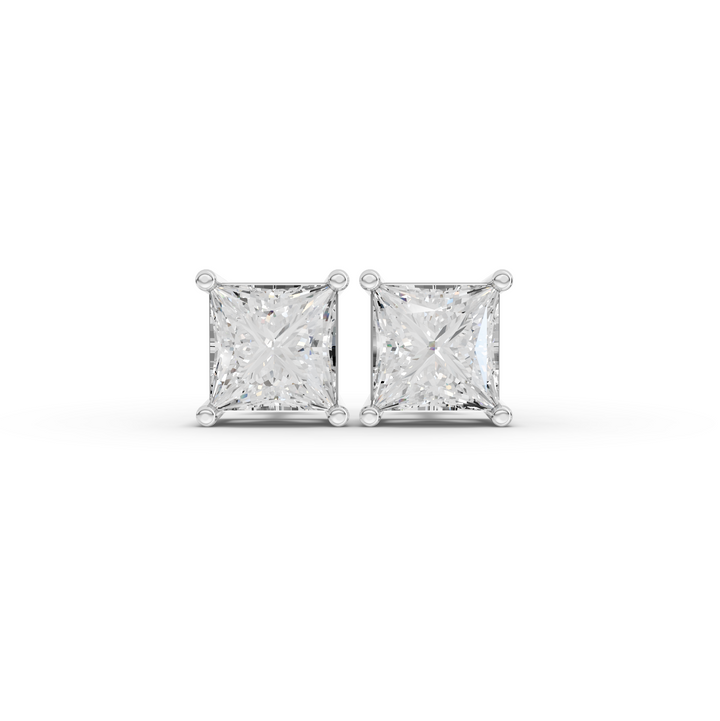 1.50 Ct Each Princess Lab Diamond Solitaire Stud