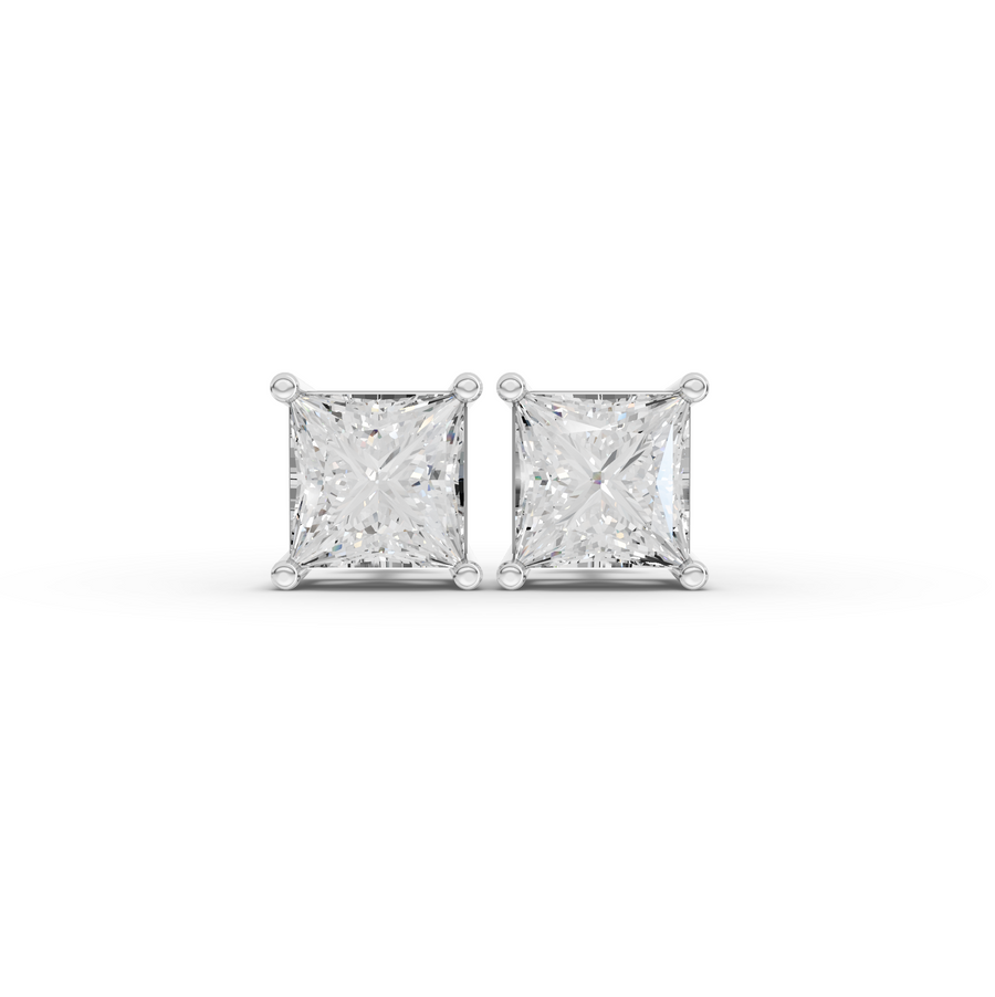 1.50 Ct Each Princess Lab Diamond Solitaire Stud