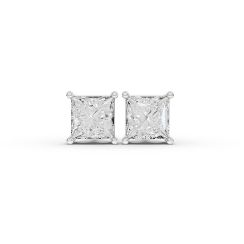 1.50 Ct Each Princess Lab Diamond Solitaire Stud
