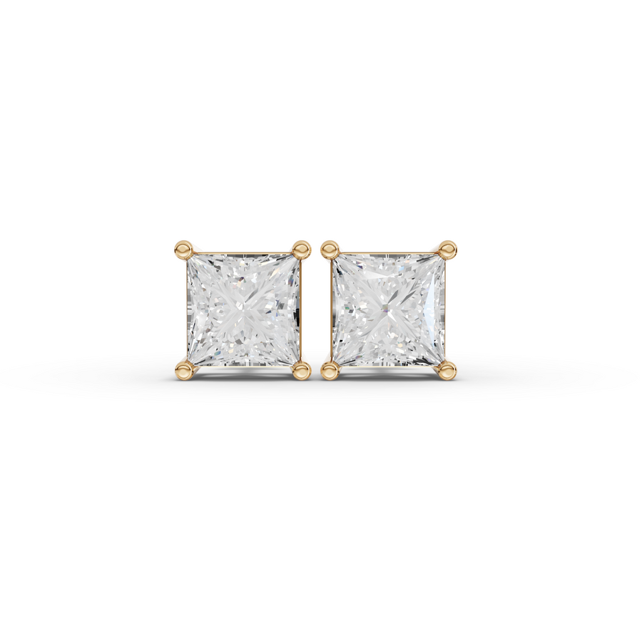 1.50 Ct Each Princess Lab Diamond Solitaire Stud
