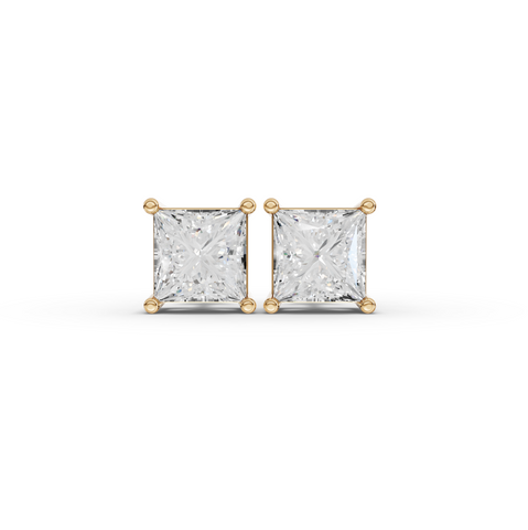 1.50 Ct Each Princess Lab Diamond Solitaire Stud