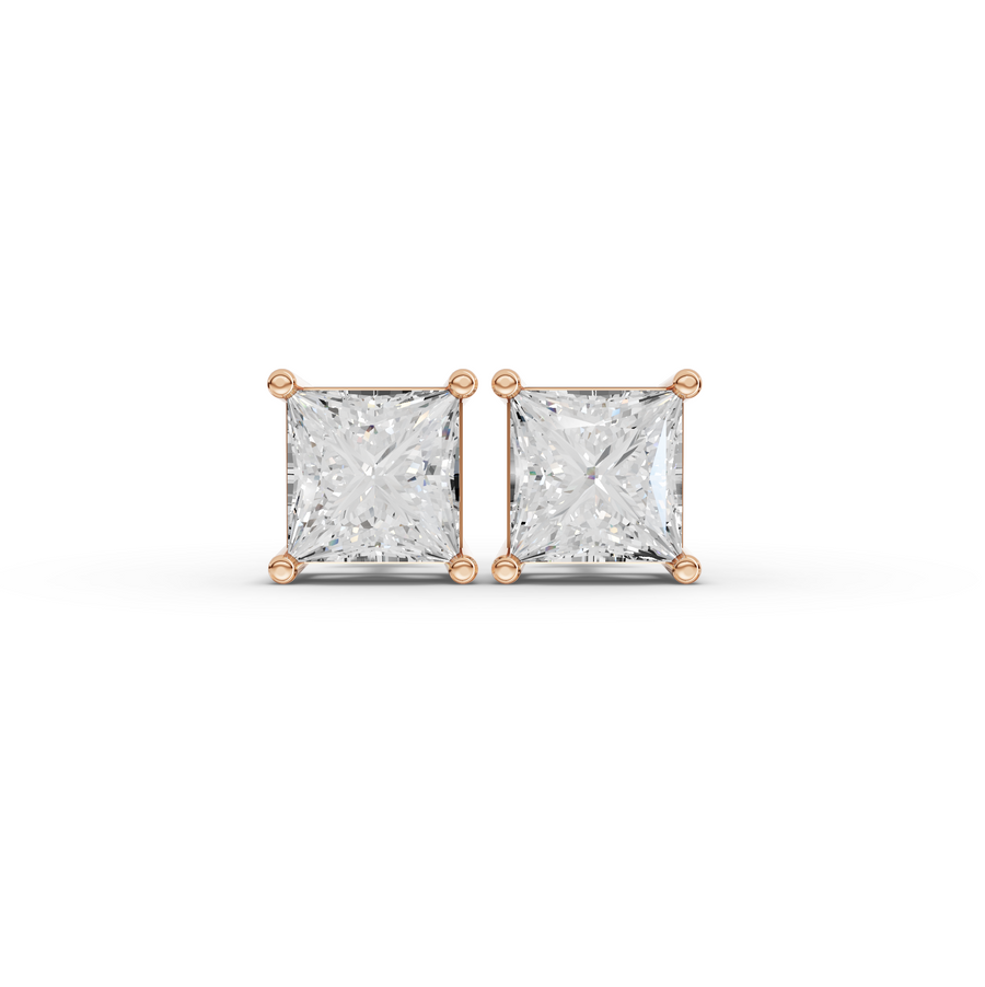 1.50 Ct Each Princess Lab Diamond Solitaire Stud