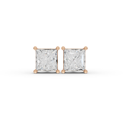 1.50 Ct Each Princess Lab Diamond Solitaire Stud