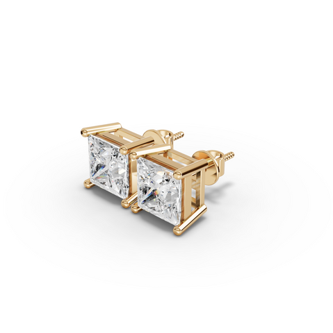 1.50 Ct Each Princess Lab Diamond Solitaire Stud