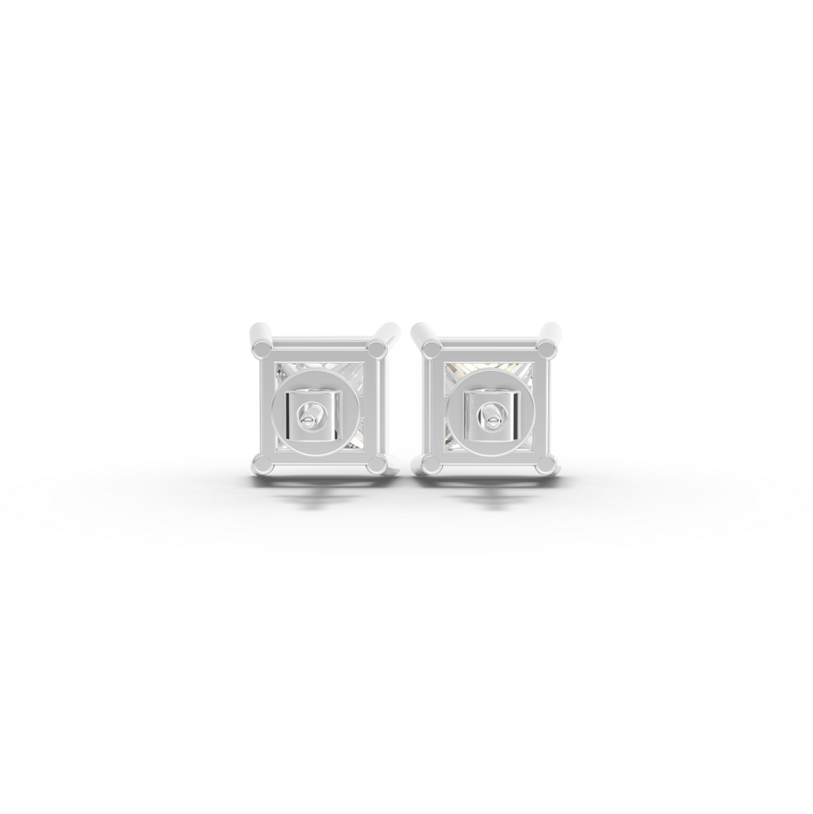 1.50 Ct Each Princess Lab Diamond Solitaire Stud