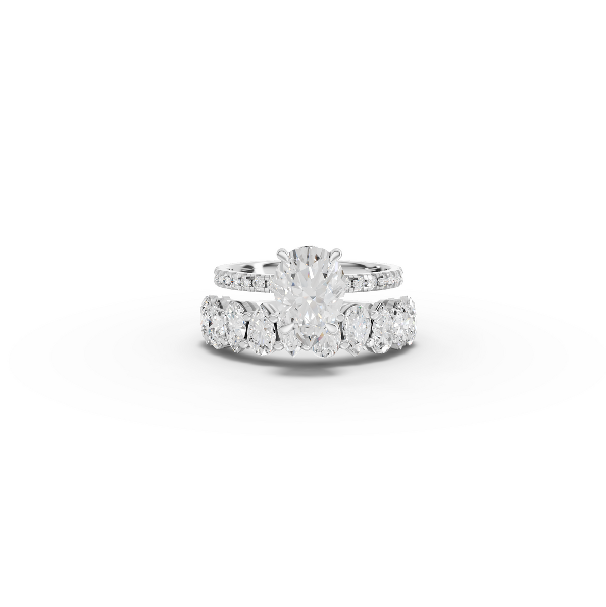 3.56 Ct Pear Solitaire Lab Diamond Bridal Ring Set