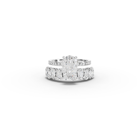 3.56 Ct Pear Solitaire Lab Diamond Bridal Ring Set