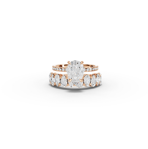 3.56 Ct Pear Solitaire Lab Diamond Bridal Ring Set