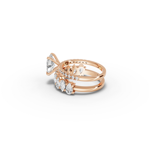 3.56 Ct Pear Solitaire Lab Diamond Bridal Ring Set