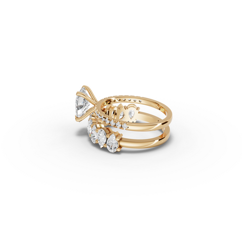 3.56 Ct Pear Solitaire Lab Diamond Bridal Ring Set