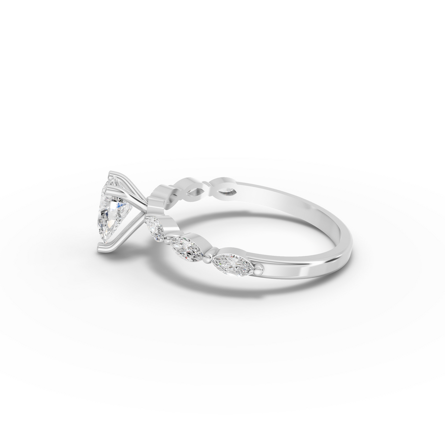 0.81 Ct Pear Lab Diamond Marquise Side Stone Ring