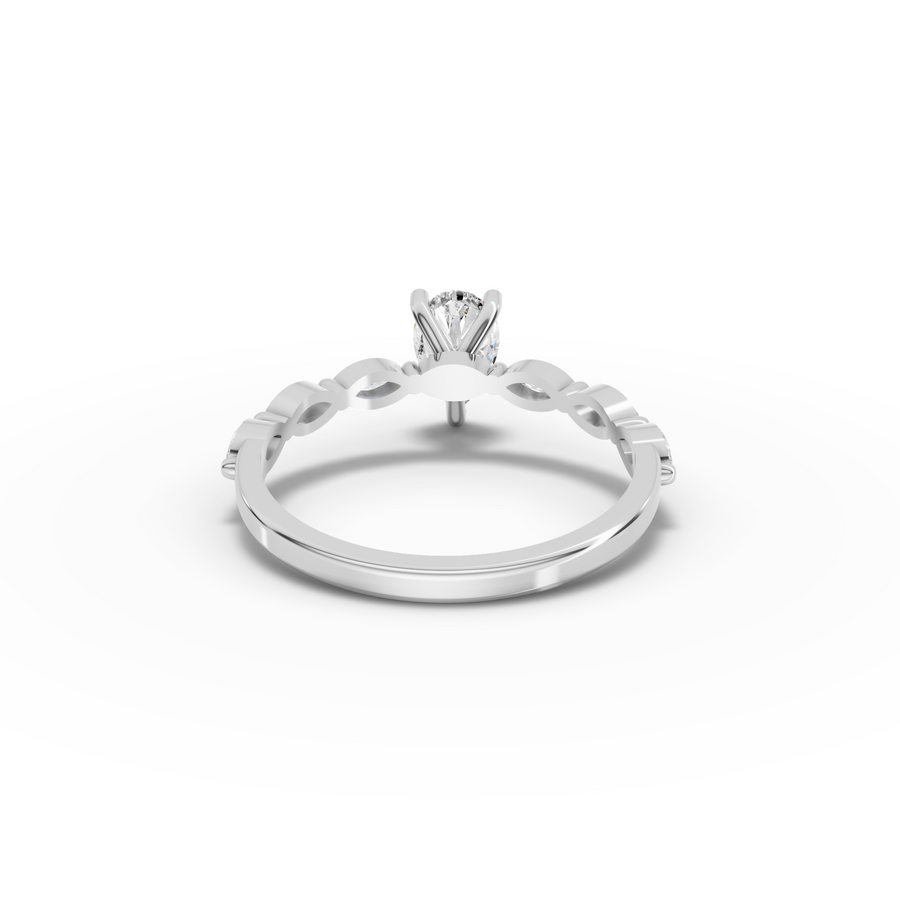 0.81 Ct Pear Lab Diamond Marquise Side Stone Ring