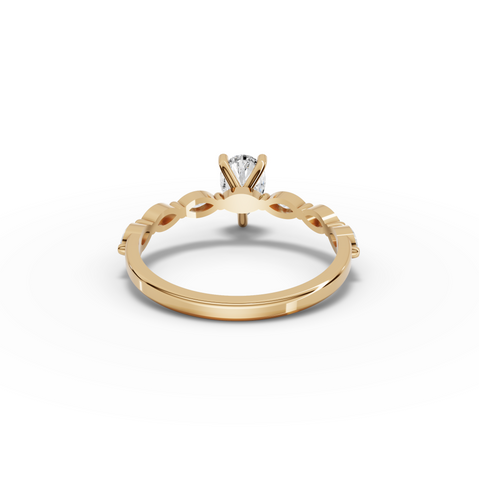 0.81 Ct Pear Lab Diamond Marquise Side Stone Ring