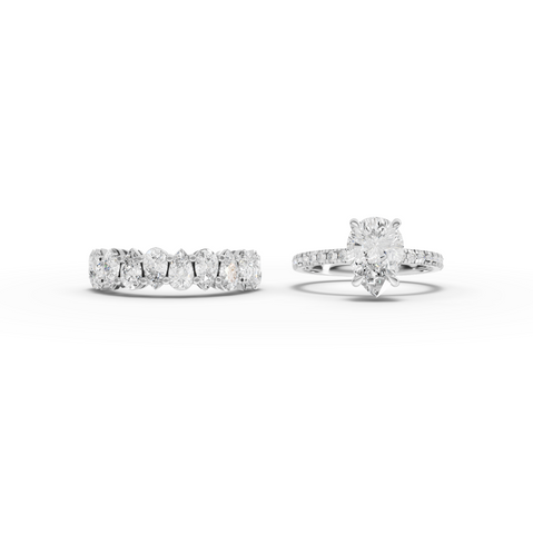 3.56 Ct Pear Solitaire Lab Diamond Bridal Ring Set