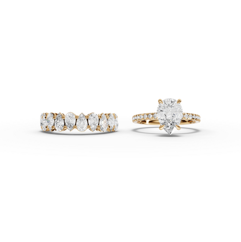 3.56 Ct Pear Solitaire Lab Diamond Bridal Ring Set