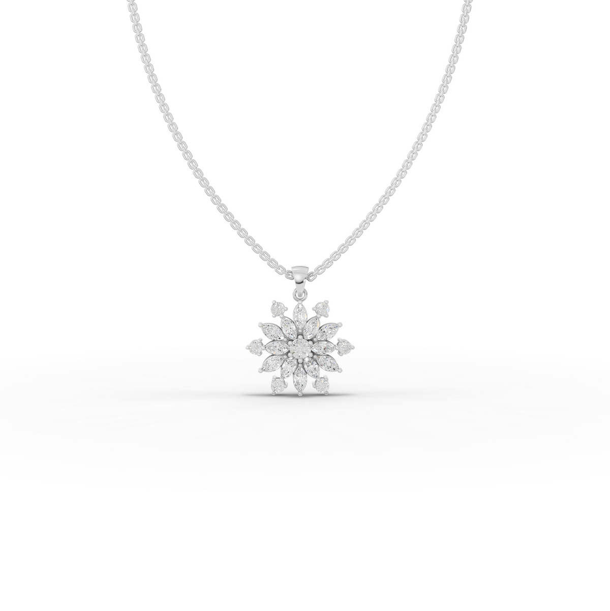 1.78 Ct Marquise Floral Lab Diamond Pendant Necklace