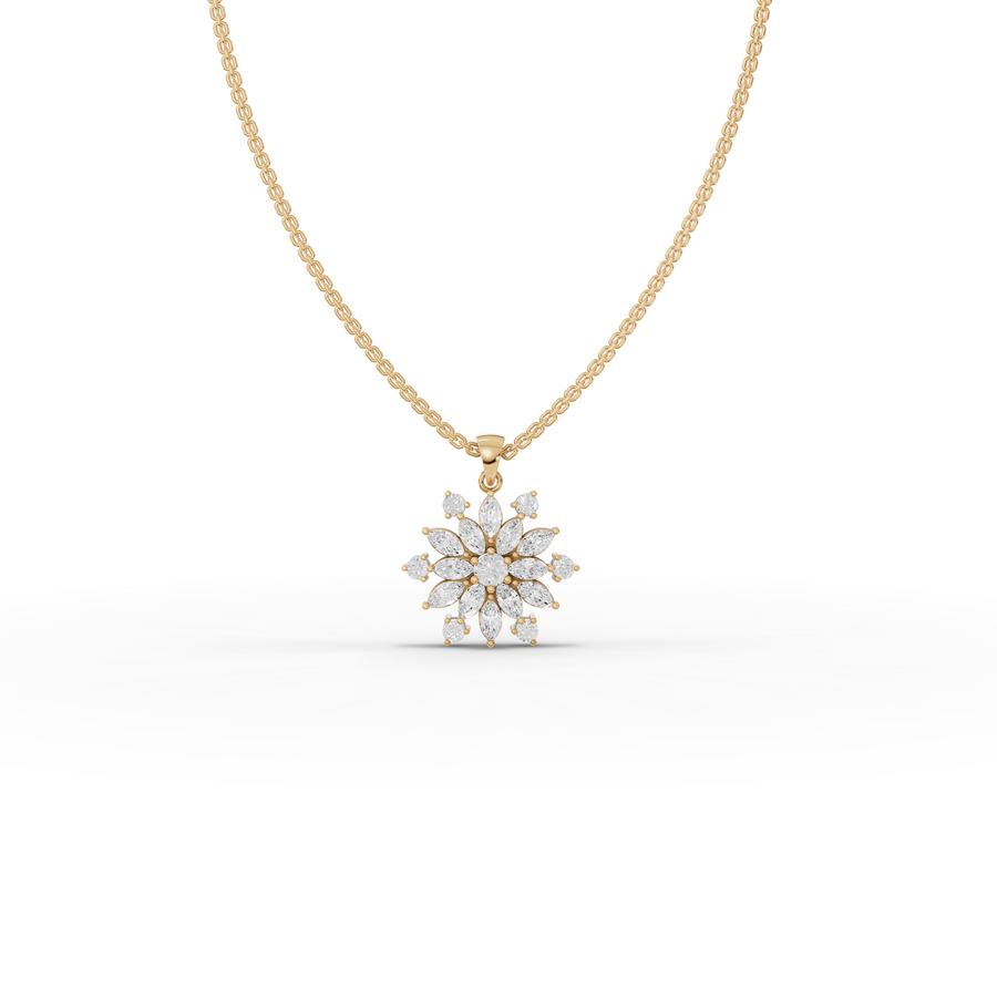 1.78 Ct Marquise Floral Lab Diamond Pendant Necklace